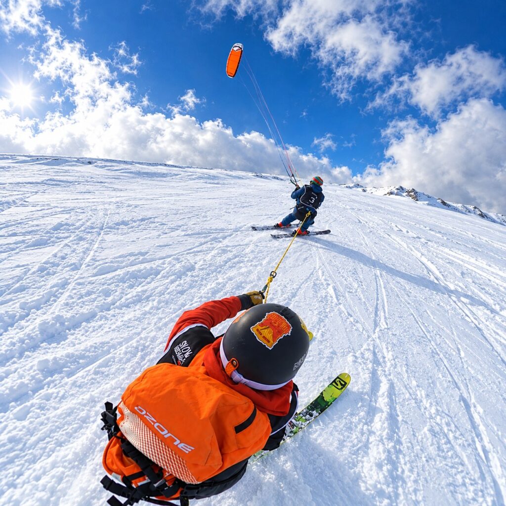 Snowkite Tandem in Alto Sangro: allievo agganciato all’istruttore